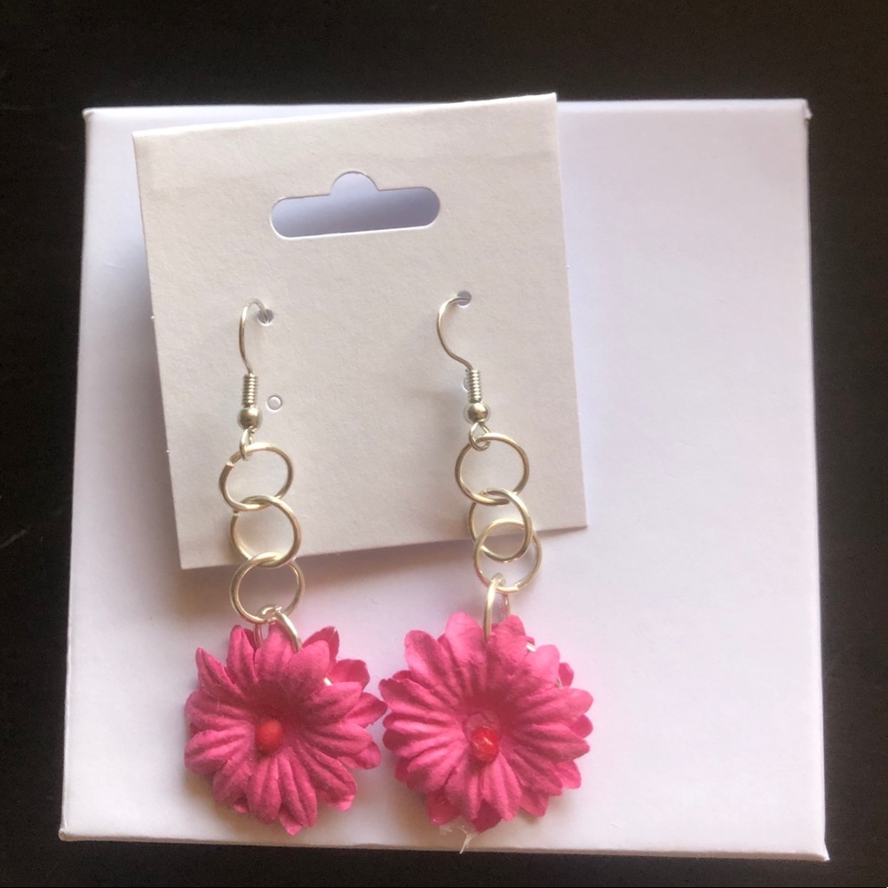 Pink Flower Earrings